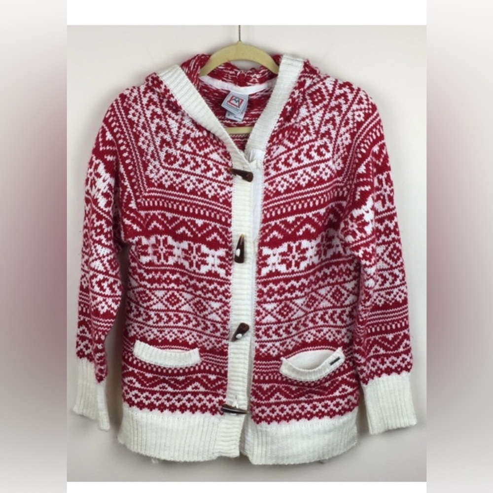 Avalanche Red and White Knit Cardigan